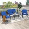 Costway 4 PCS Patio Furniture Set Outdoor Conversation Sofa Tempered Glass Coffee Table Navy/Grey